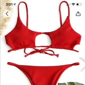 Ribbbed braided cut out bikini set from ZAFUL